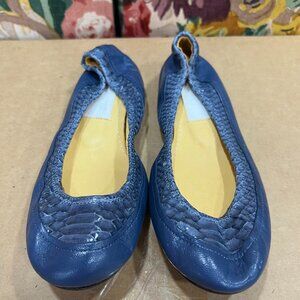 Lanvin Blue Flats Alligator Crocodile Skin